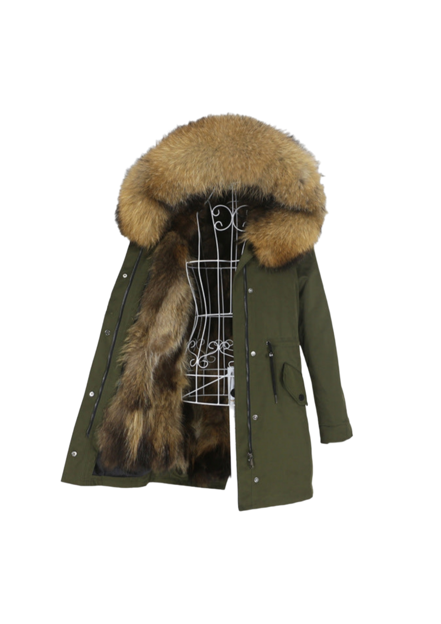 Winter Jacket Women Real Fur Coat Long Parka Natural