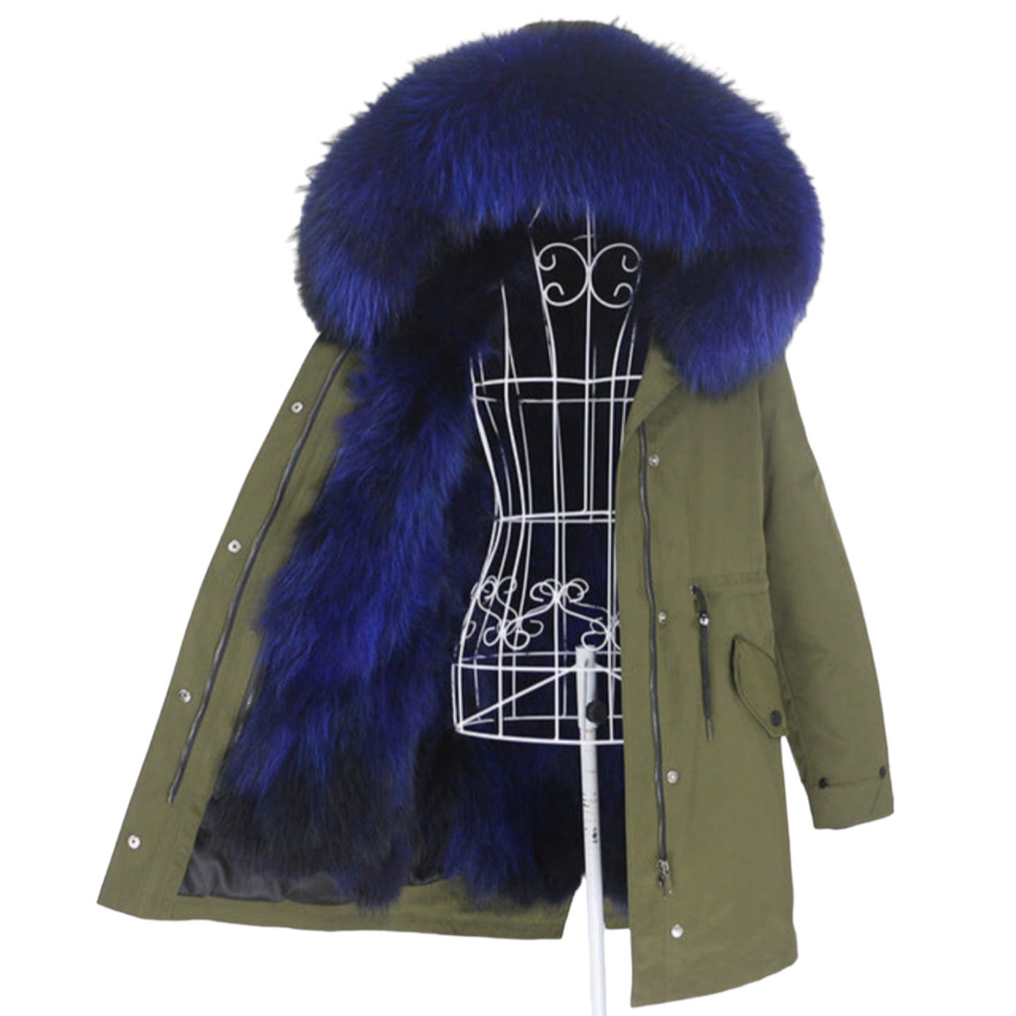 Winter Jacket Women Real Fur Coat Long Parka Natural