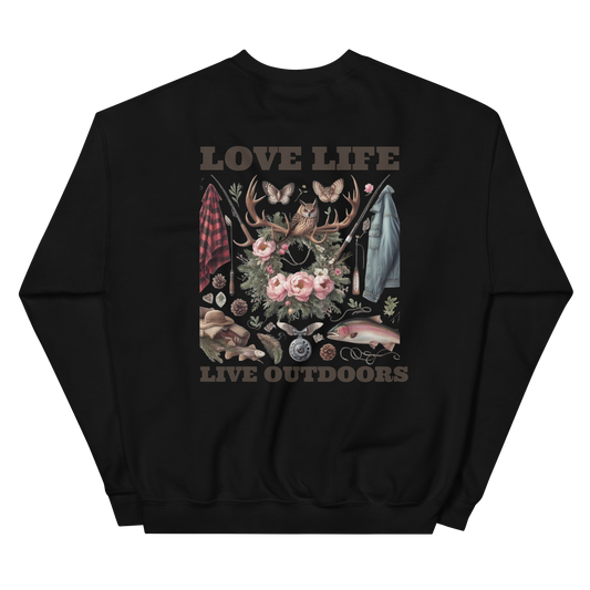 Unisex Sweatshirt Exclusive Love Life Live Outdoors MRRL&O Print Designs