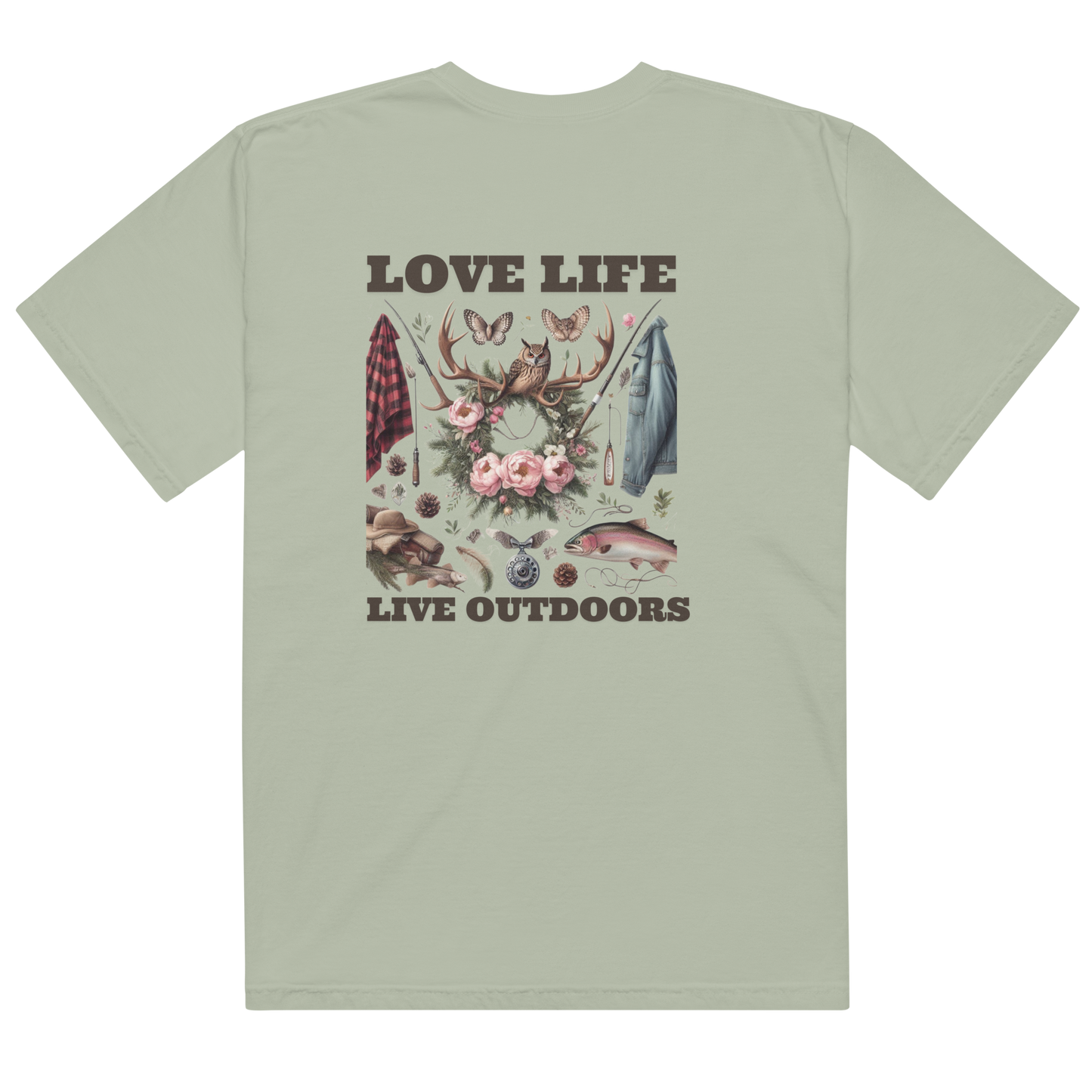 Unisex garment-dyed heavyweight t-shirt Exclusive Love Life Live Outdoors MRRL&O Print Designs