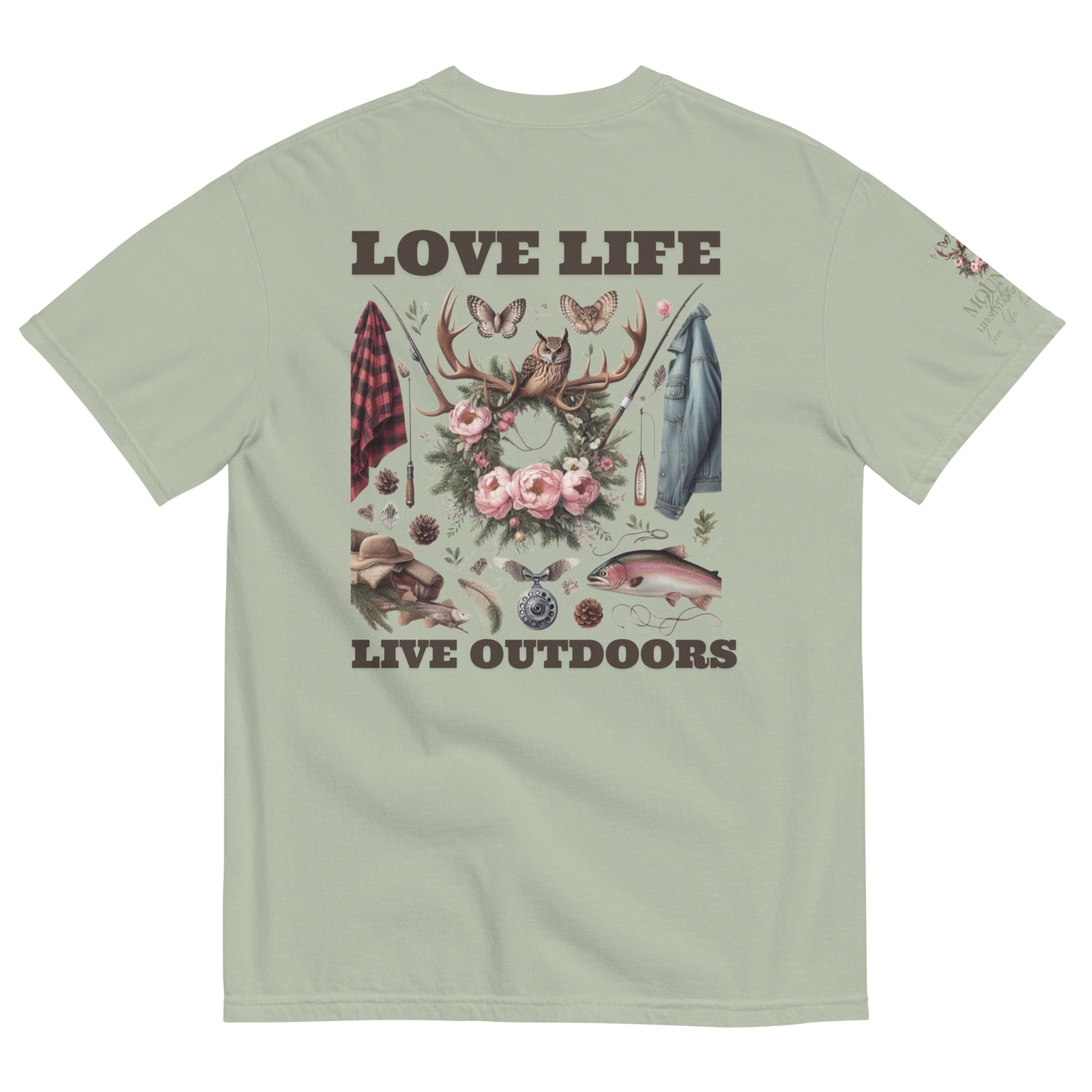 Unisex Garment-Dyed Heavyweight T-shirt Exclusive Love Life Live Outdoors MRRL&O Print Designs