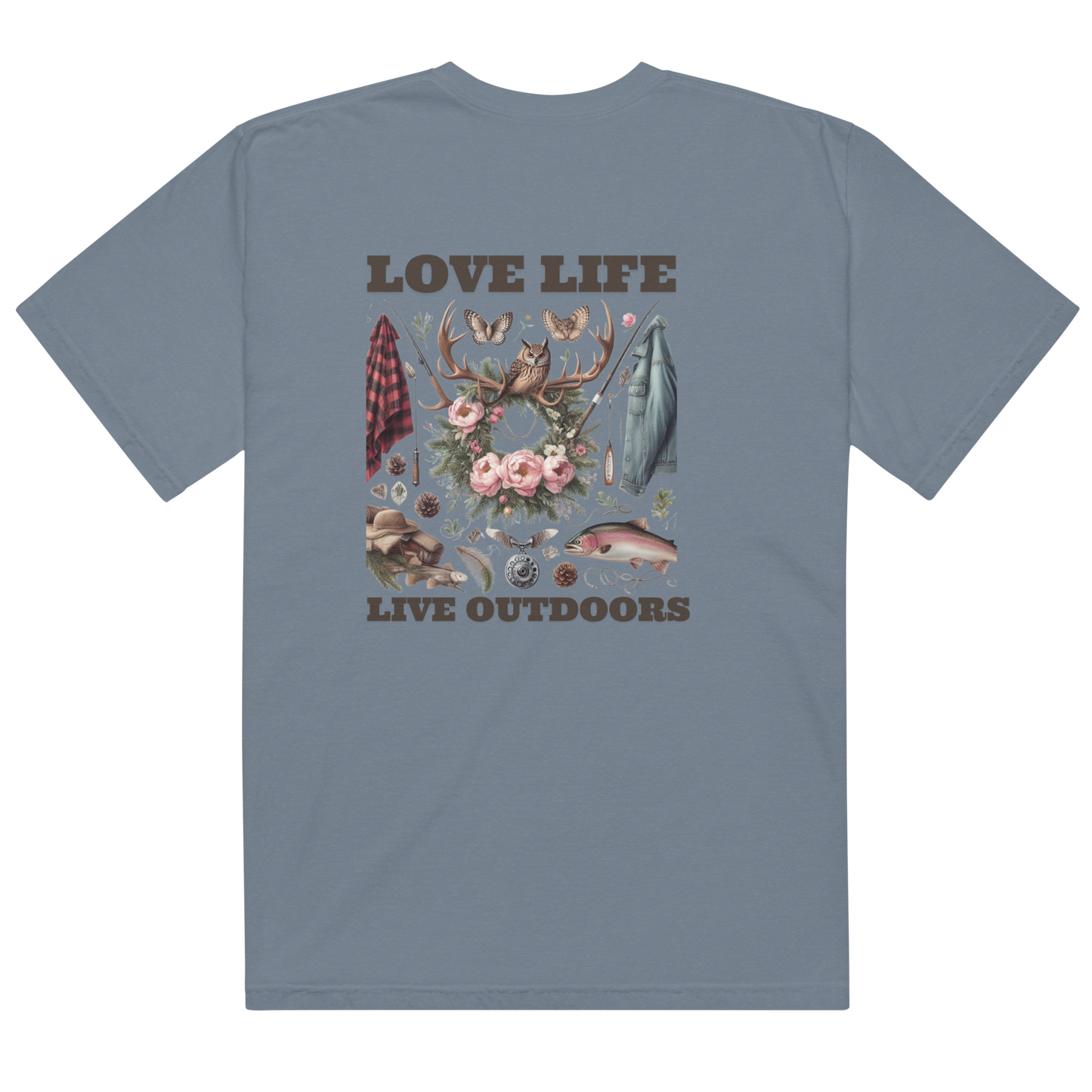 Unisex garment-dyed heavyweight t-shirt Exclusive Love Life Live Outdoors MRRL&O Print Designs