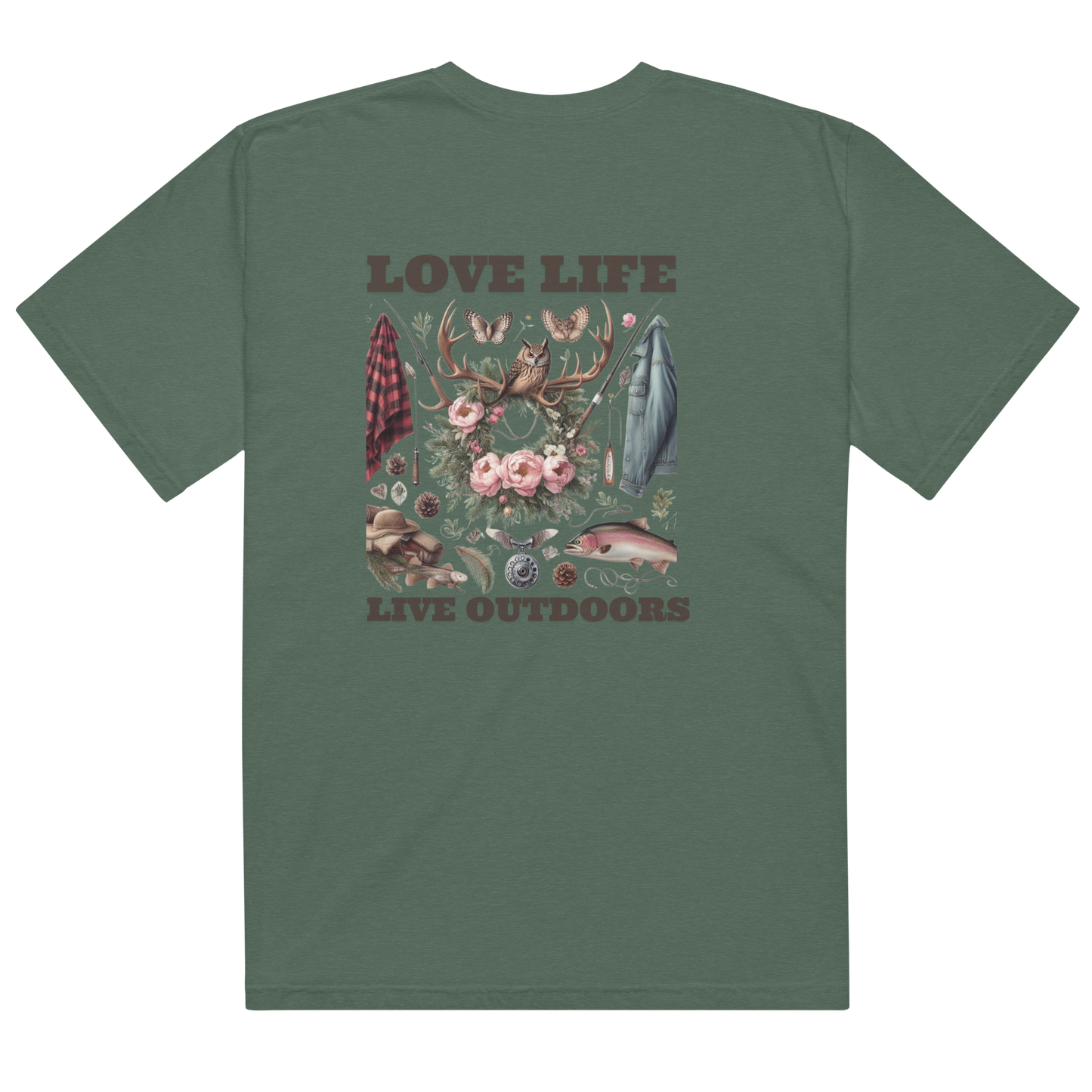 Unisex garment-dyed heavyweight t-shirt Exclusive Love Life Live Outdoors MRRL&O Print Designs