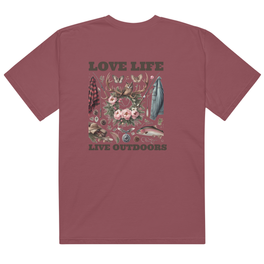 Unisex garment-dyed heavyweight t-shirt Exclusive Love Life Live Outdoors MRRL&O Print Designs