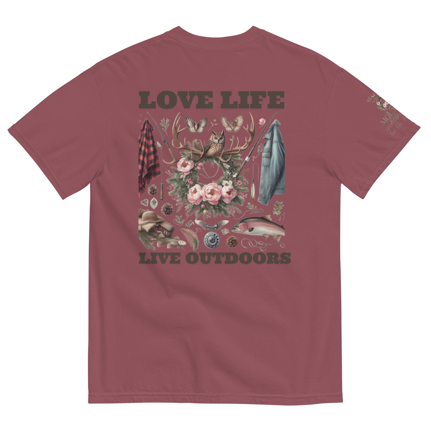 Unisex Garment-Dyed Heavyweight T-shirt Exclusive Love Life Live Outdoors MRRL&O Print Designs