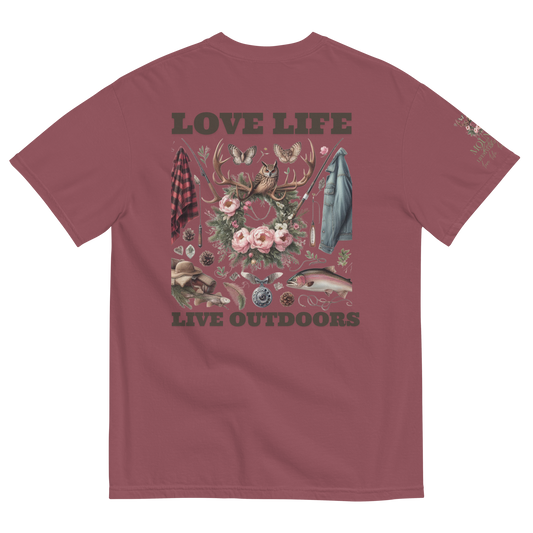 Unisex Garment-Dyed Heavyweight T-shirt Exclusive Love Life Live Outdoors MRRL&O Print Designs