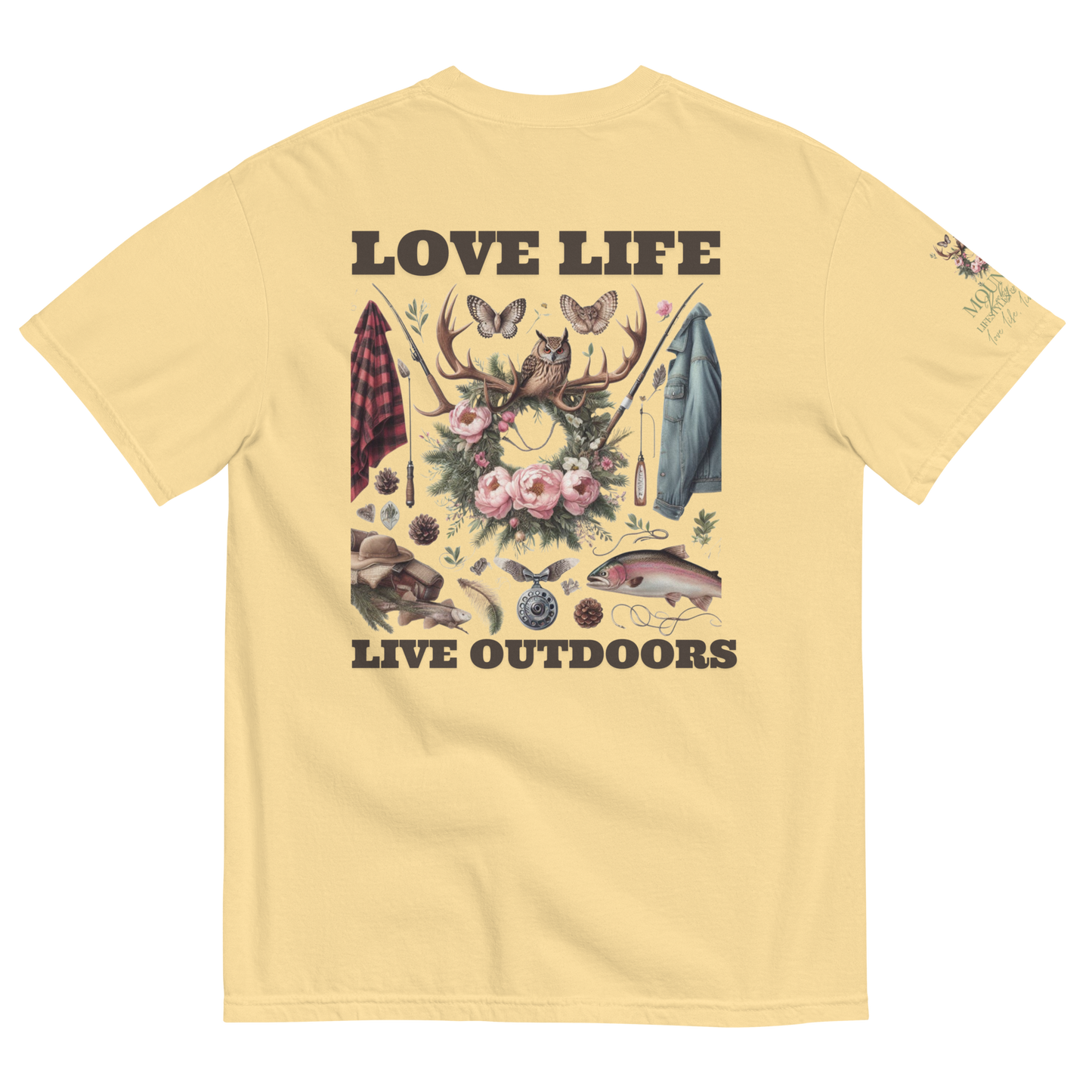 Unisex Garment-Dyed Heavyweight T-shirt Exclusive Love Life Live Outdoors MRRL&O Print Designs