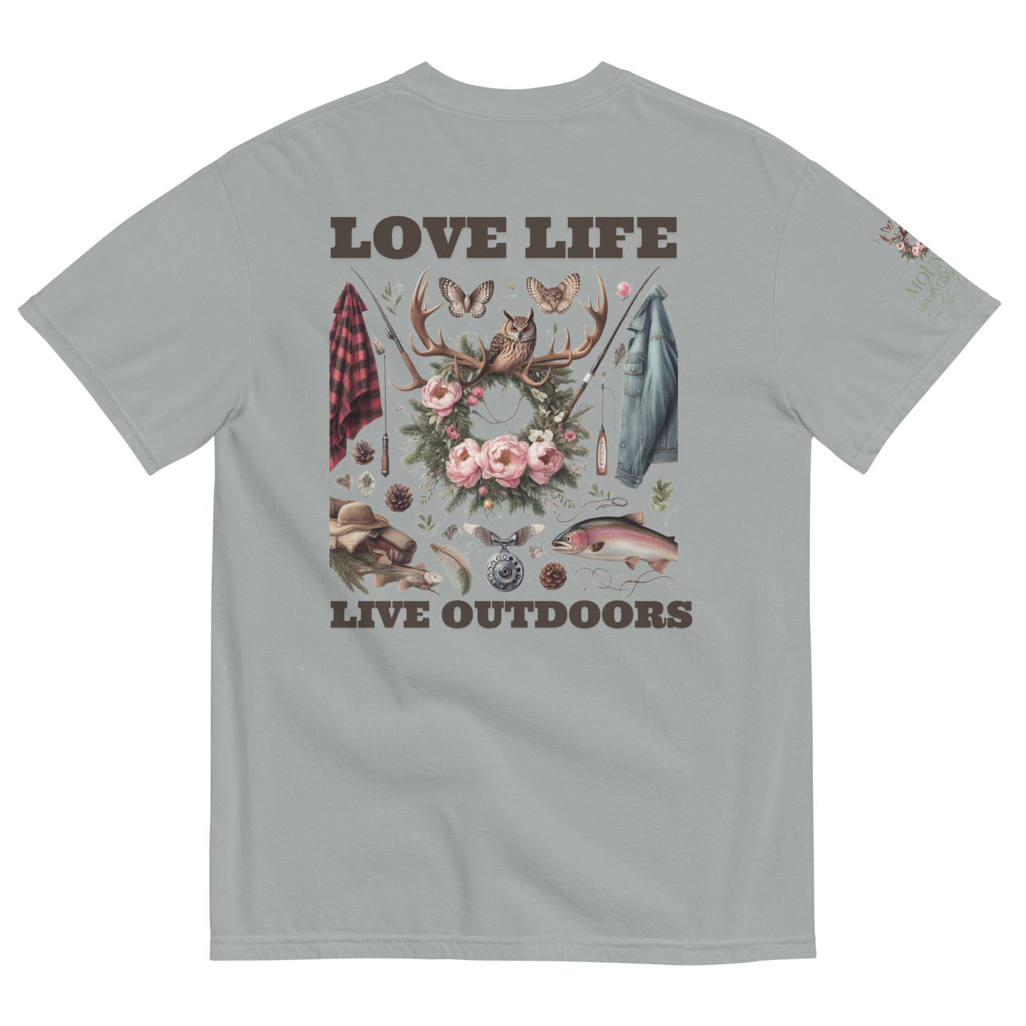 Unisex Garment-Dyed Heavyweight T-shirt Exclusive Love Life Live Outdoors MRRL&O Print Designs