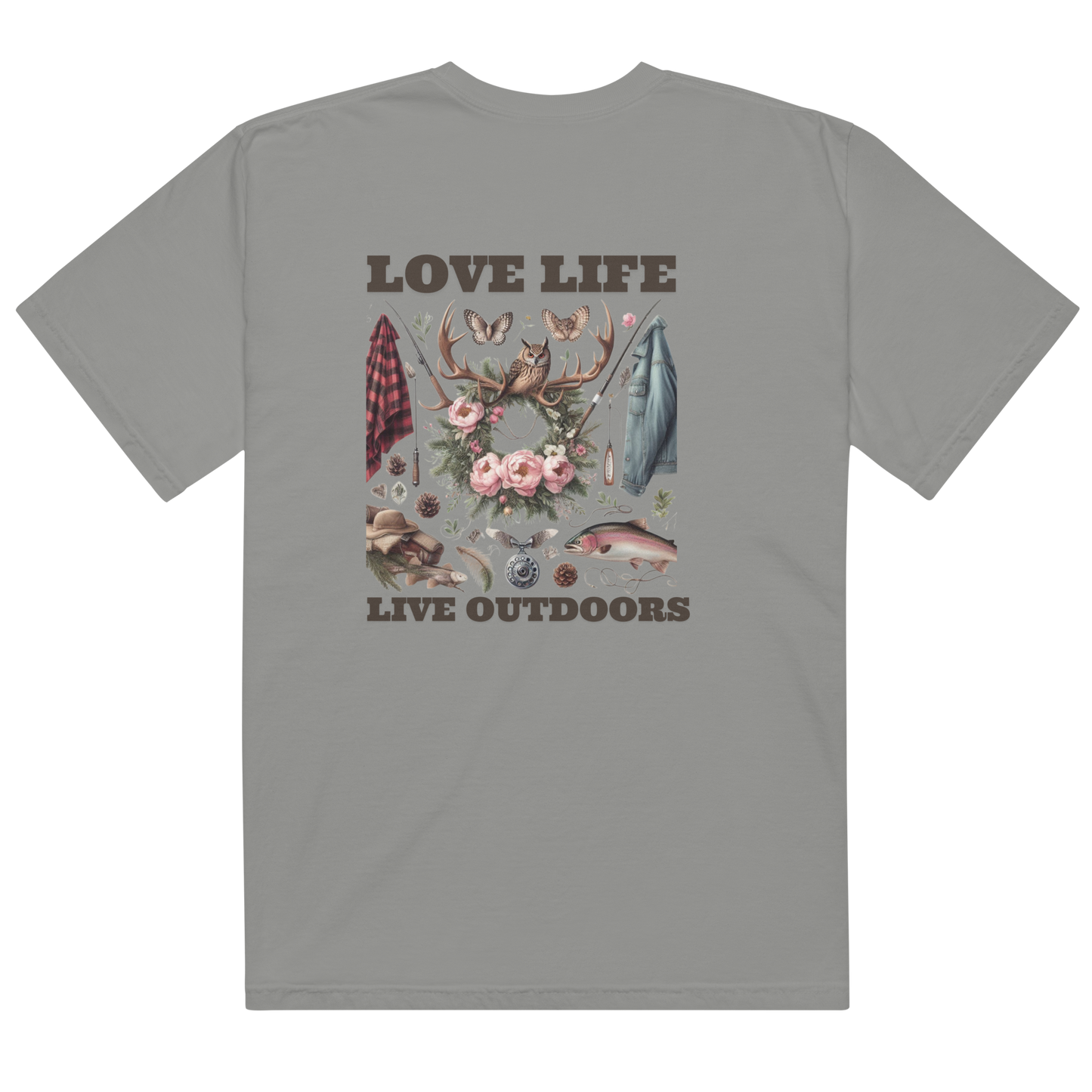 Unisex garment-dyed heavyweight t-shirt Exclusive Love Life Live Outdoors MRRL&O Print Designs