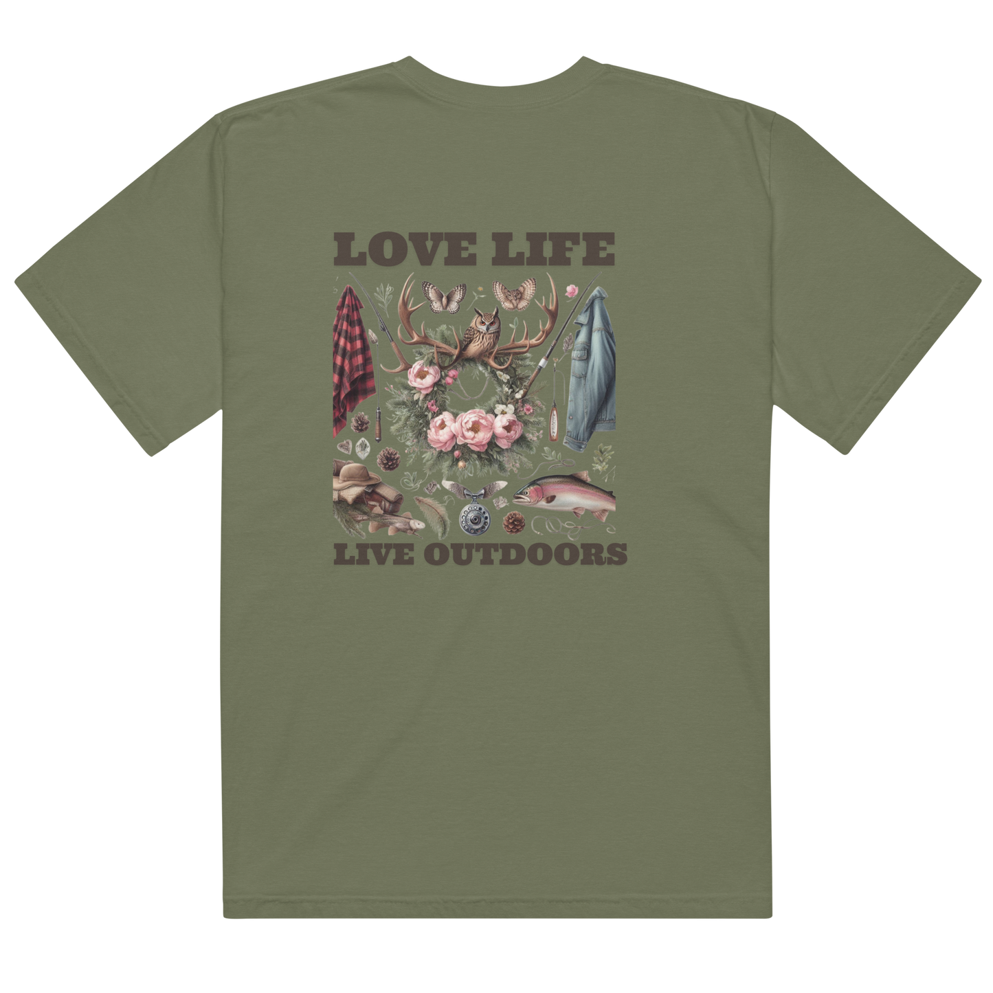 Unisex garment-dyed heavyweight t-shirt Exclusive Love Life Live Outdoors MRRL&O Print Designs