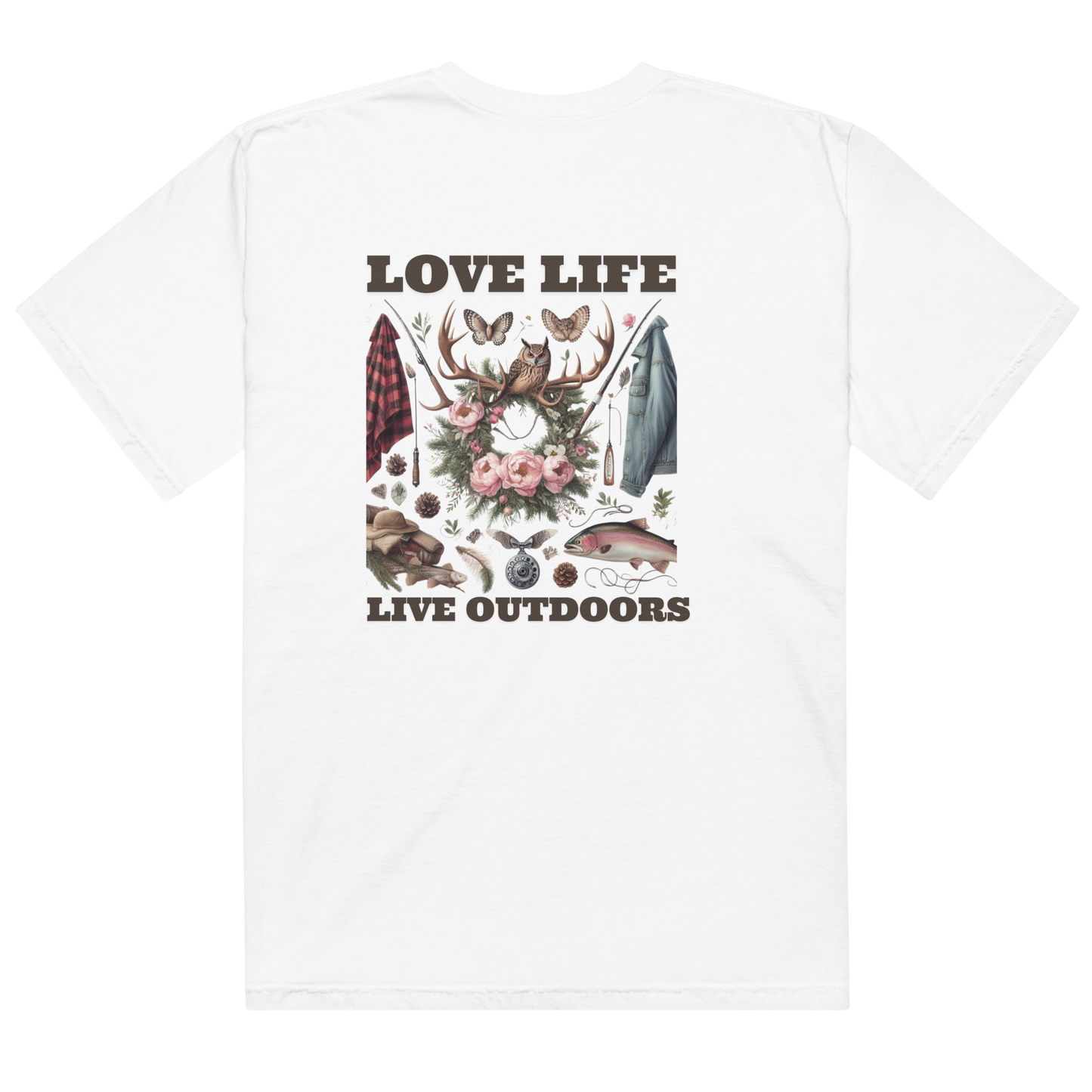 Unisex garment-dyed heavyweight t-shirt Exclusive Love Life Live Outdoors MRRL&O Print Designs