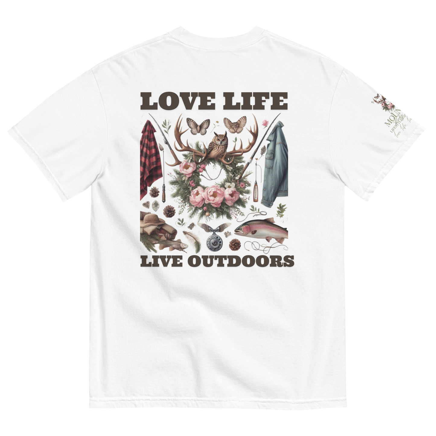 Unisex Garment-Dyed Heavyweight T-shirt Exclusive Love Life Live Outdoors MRRL&O Print Designs