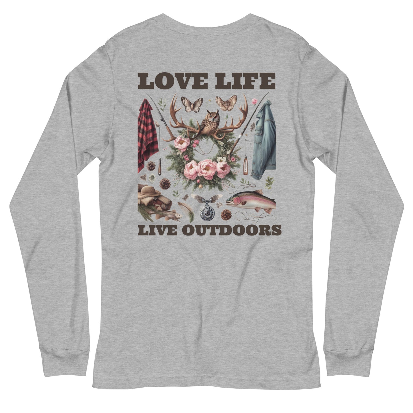 Unisex Long Sleeve Tee Exclusive Love Life Live Outdoors MRRL&O Print Designs