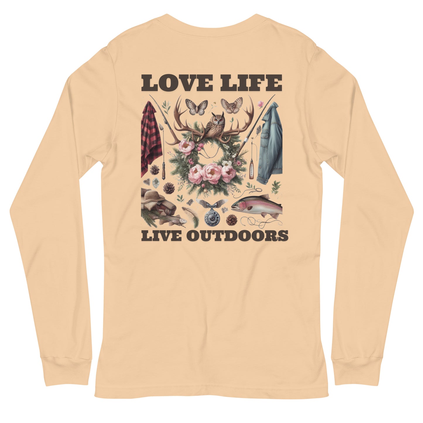 Unisex Long Sleeve Tee Exclusive Love Life Live Outdoors MRRL&O Print Designs