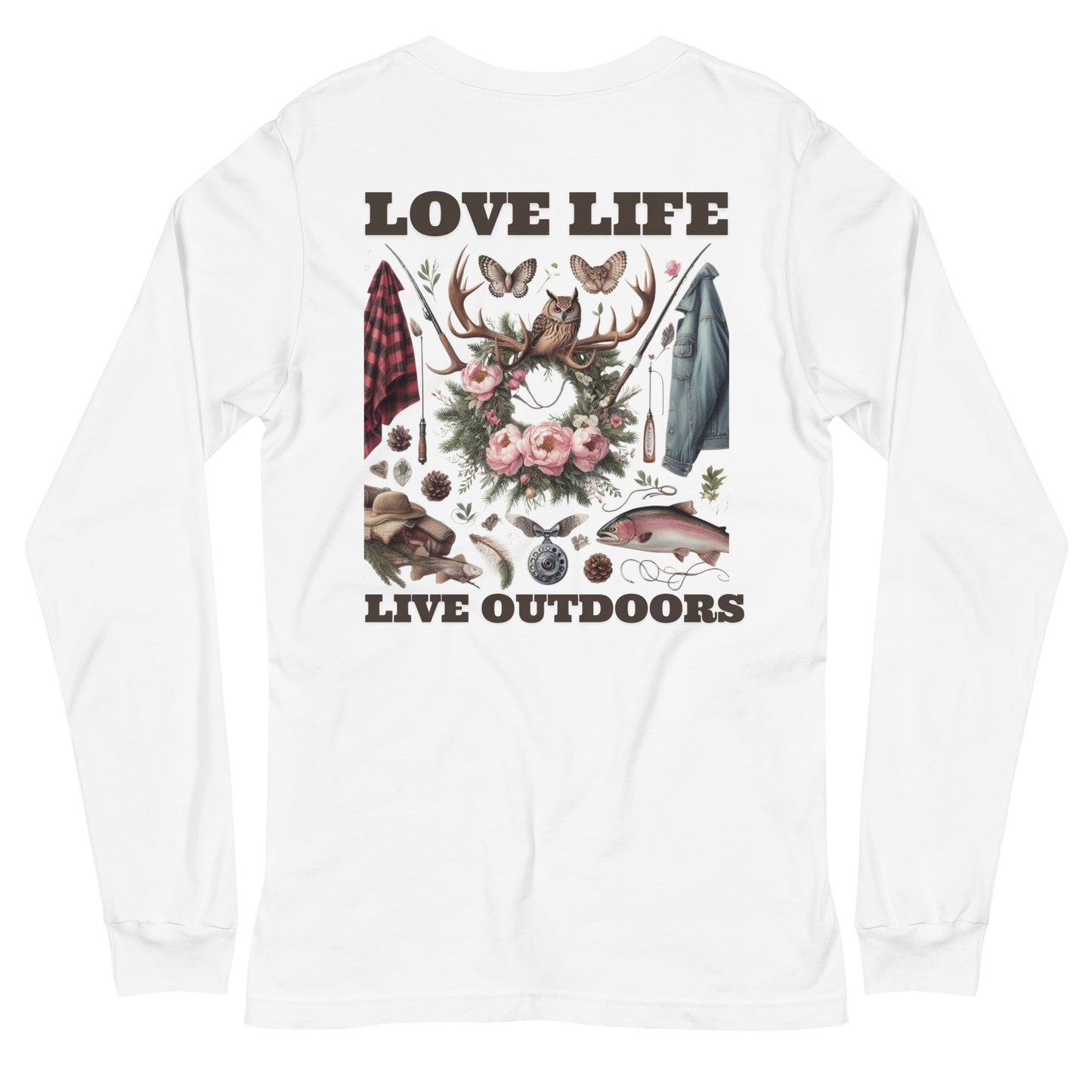 Unisex Long Sleeve Tee Exclusive Love Life Live Outdoors MRRL&O Print Designs