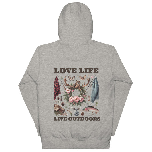 Unisex Hoodie Exclusive Love Life Live Outdoors MRRL & O Print Designs