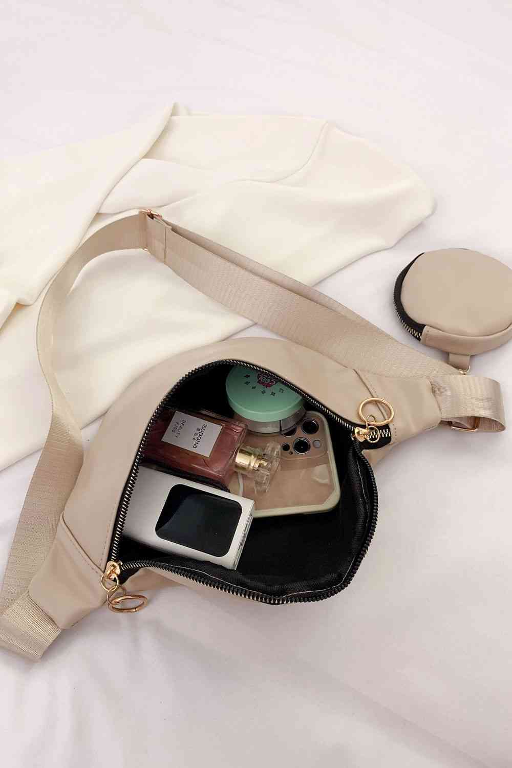 PU Leather Sling Bag with Small Purse